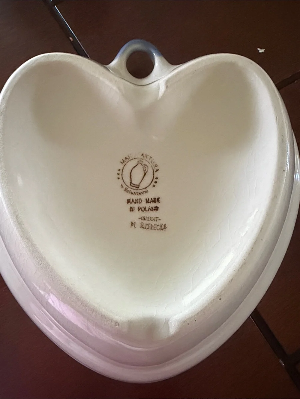 Polish Pottery heart-shaped bowl handcrafted in Bolesławiec, Poland